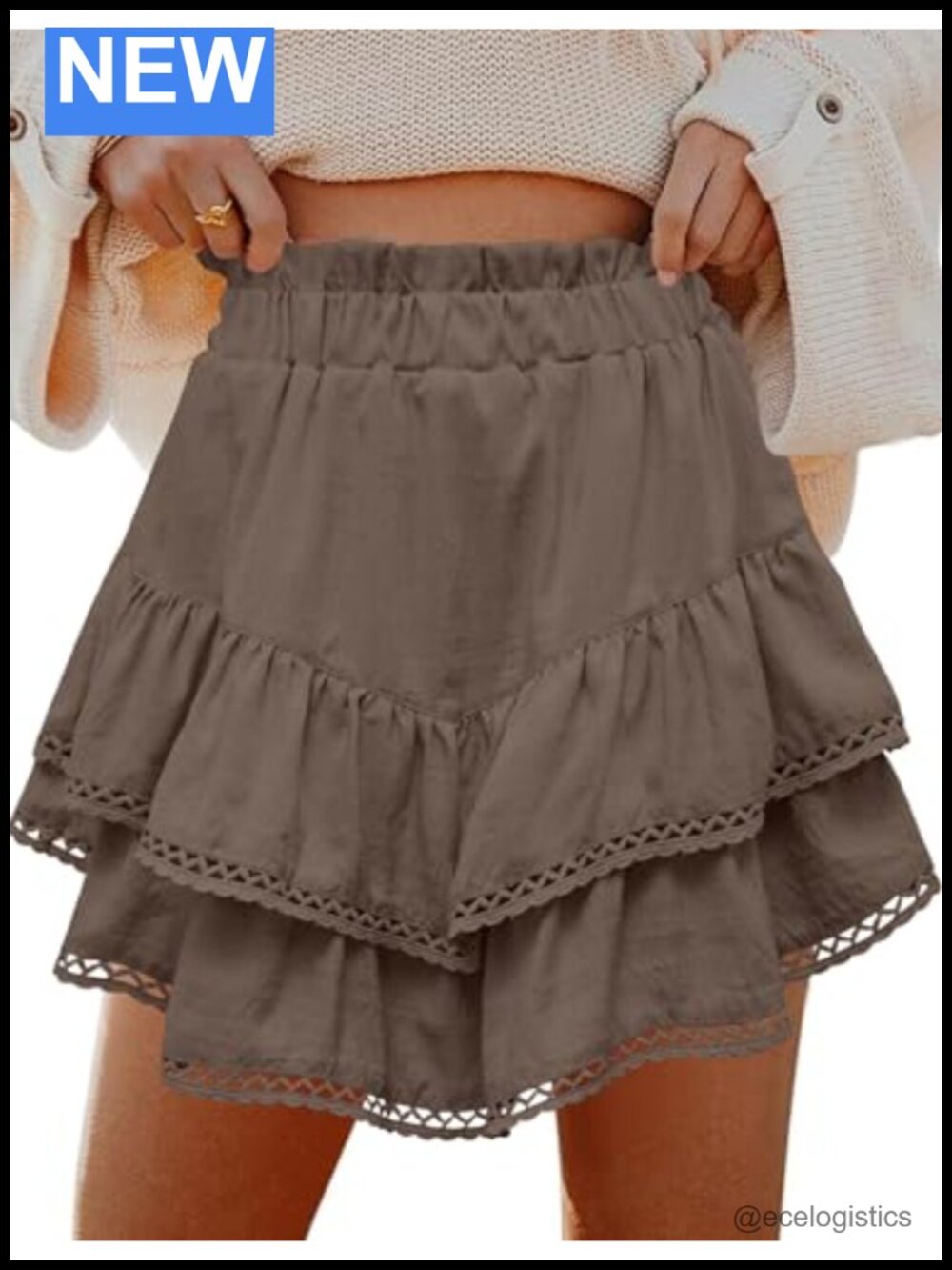 Flowy Ruffle Tiered High Waist Crochet Skorts for Women Active Skirts